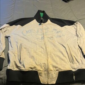 Men's Black and Cream Bomber Jacket